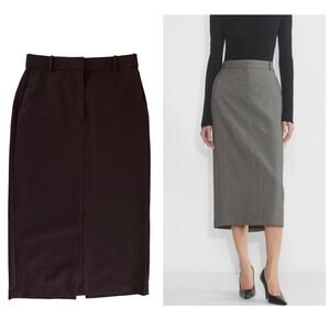 Aritzia Babaton Chisel Maxi Skirt Pencil Brown Minimalist Office Career Size 8